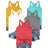 Yellow Cyan White Gray Red