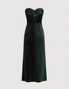 Women Elegant Velvet Strapless Backless Formal Dress, Cocktail Semi Formal Prom Dress, For Birthday, Wedding Guest, Graduation, Dinner, Homecoming