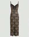 Women's Leopard Print Backless Tie-Front Cami Dress For Party