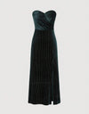 Women Elegant Velvet Strapless Backless Formal Dress, Cocktail Semi Formal Prom Dress, For Birthday, Wedding Guest, Graduation, Dinner, Homecoming