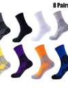 Assorted 8 pairs of compression running socks men in various colors for enhanced performance and comfort