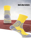 Yellow and gray anti-slip compression running socks men designed for comfort during workouts